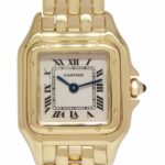 Cartier Panthere Small 18k Yellow Gold Silver Dial Ladies 22mm Quartz Watch 1070