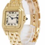 Cartier Panthere Small 18k Yellow Gold Silver Dial Ladies 22mm Quartz Watch 1070