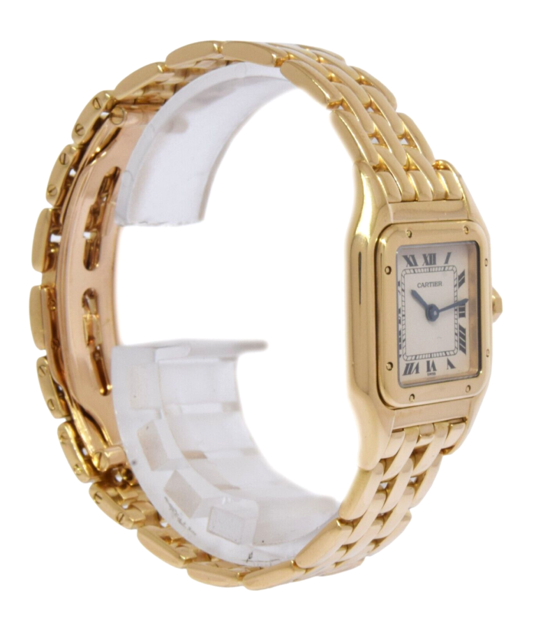 Cartier Panthere Small 18k Yellow Gold Silver Dial Ladies 22mm Quartz Watch 1070