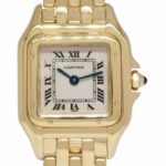 Cartier Panthere Small 18k Yellow Gold Silver Dial Ladies 22mm Quartz Watch 1070