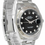 Rolex Datejust 41 Steel 
18k Gold Bezel Black Diamond Dial Watch B/P '21 126334