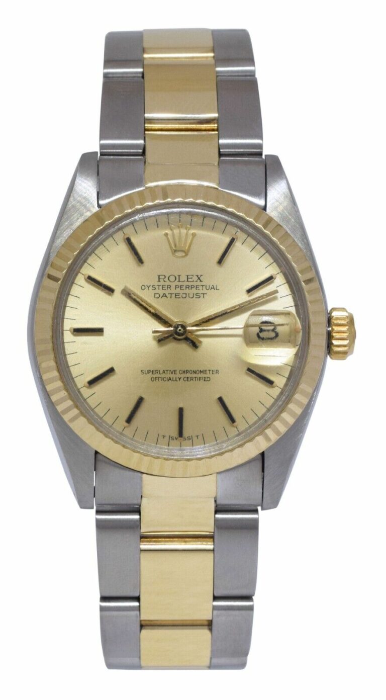 Rolex Datejust 14k Yellow Gold/Steel Champagne Dial 31mm Watch +Papers '79 6827