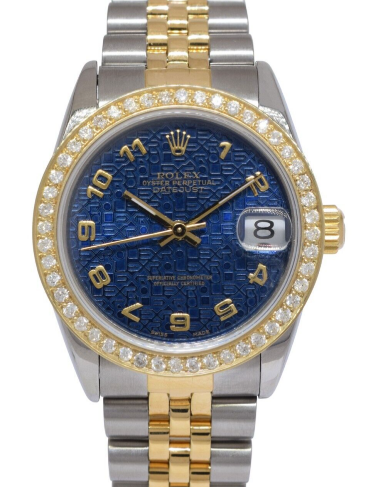 Rolex Datejust 18k Yellow Gold/Steel Blue Jubilee 
Diamond 31mm Watch '87 68273