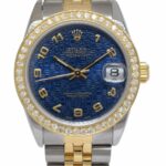 Rolex Datejust 18k Yellow Gold/Steel Blue Jubilee 
Diamond 31mm Watch '87 68273