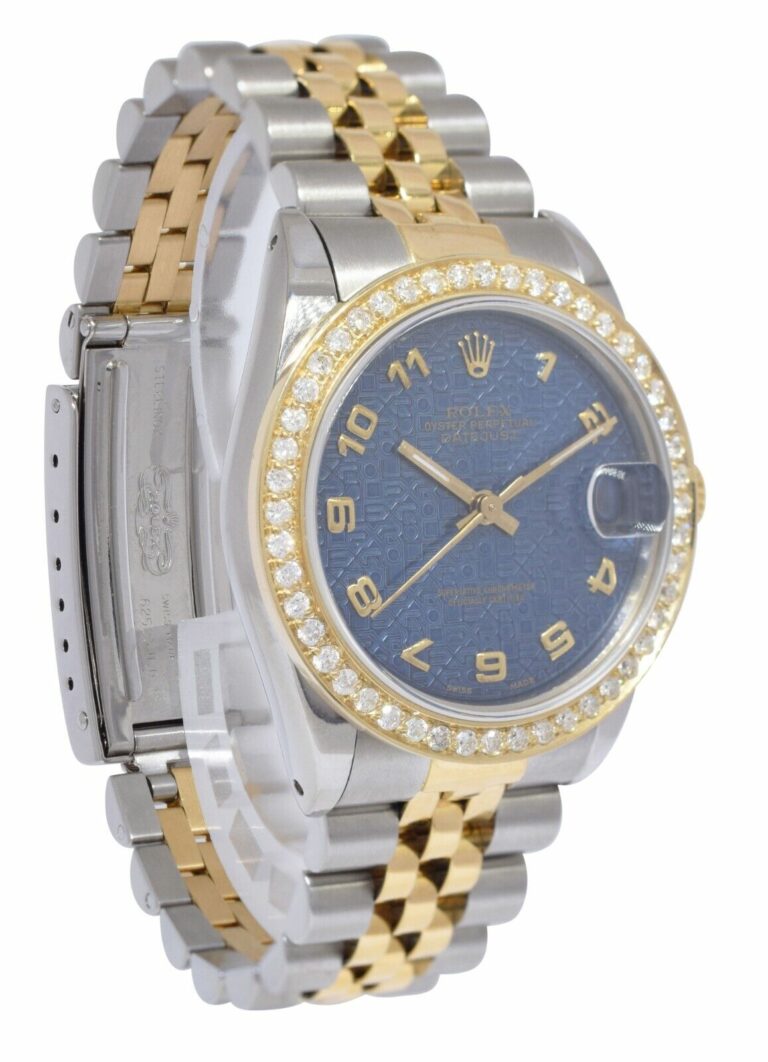 Rolex Datejust 18k Yellow Gold/Steel Blue Jubilee 
Diamond 31mm Watch '87 68273