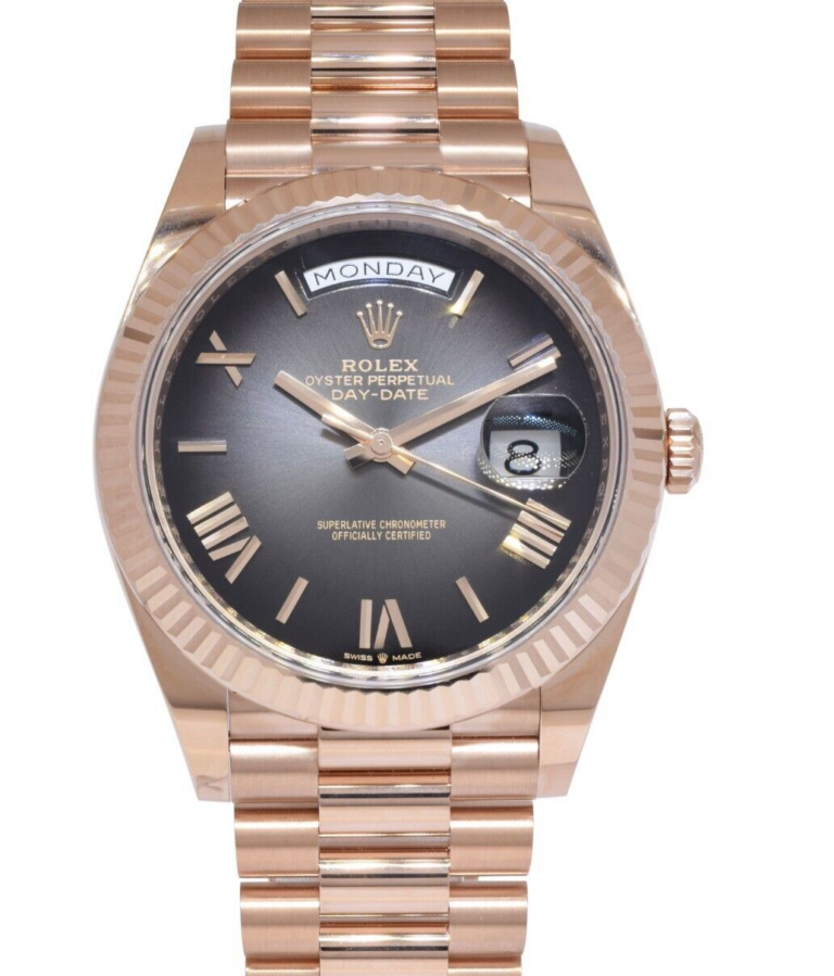 NEW Rolex Day-Date 40 President 18k Rose Gold Slate Ombre Watch B/P '24 228235