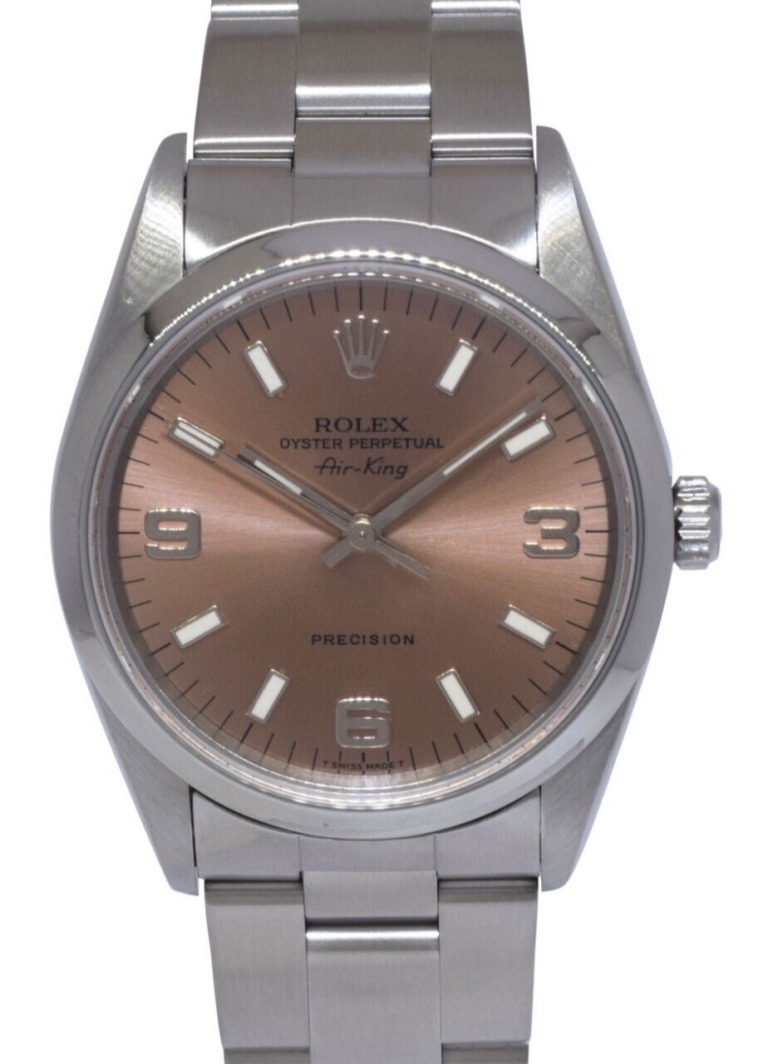 Rolex Air-King Precision Steel Salmon Dial 34mm Automatic Watch U 14000