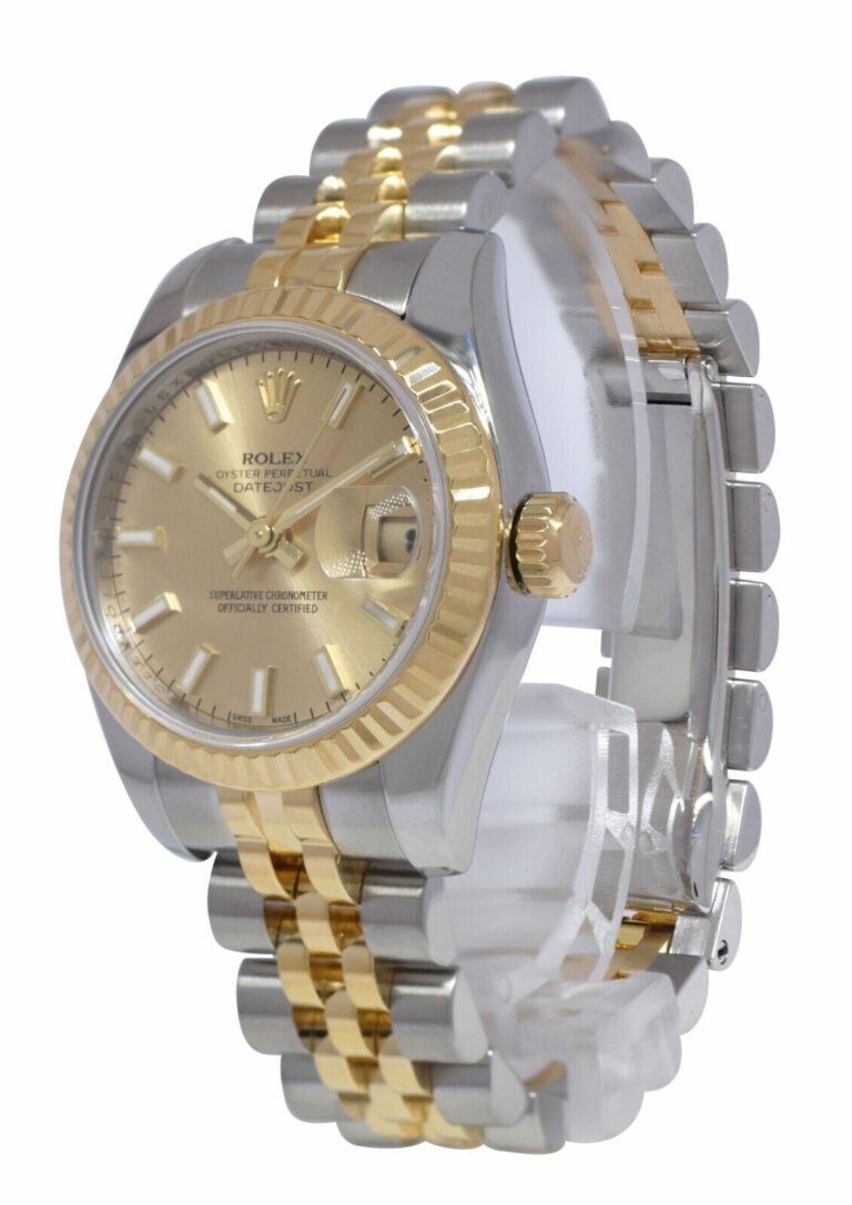 Rolex Datejust 18k Yellow Gold/Steel Champagne Index Ladies 26mm Watch Z 179173