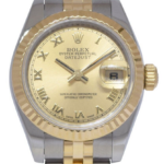 Rolex Datejust 18k Yellow Gold/Steel Champagne Roman Ladies 26mm Watch M 179173