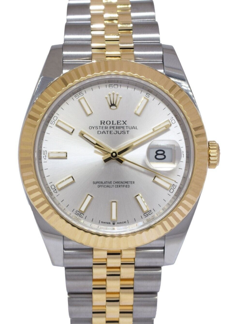 Rolex Datejust 41 18k Yellow Gold/Steel Silver Dial Jubilee Watch +Card 126333