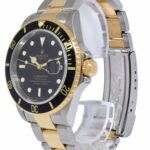 Rolex Submariner Date 18k Yellow Gold/Steel Black Mens 40mm Watch M 16613 T