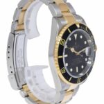 Rolex Submariner Date 18k Yellow Gold/Steel Black Mens 40mm Watch M 16613 T