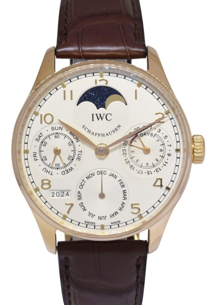 IWC Portuguese 5022 Perpetual Calendar Moon 18k Rose Gold 42mm Watch IW502213