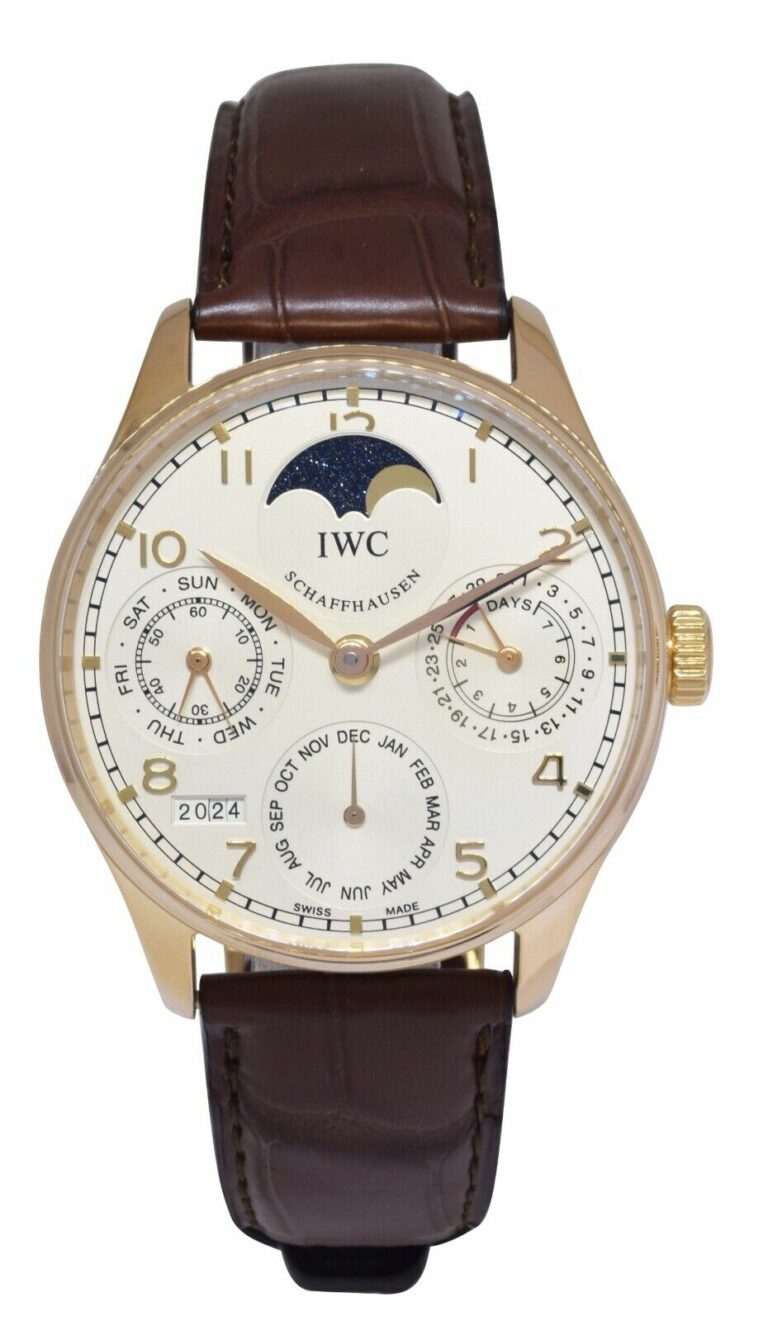 IWC Portuguese 5022 Perpetual Calendar Moon 18k Rose Gold 42mm Watch IW502213