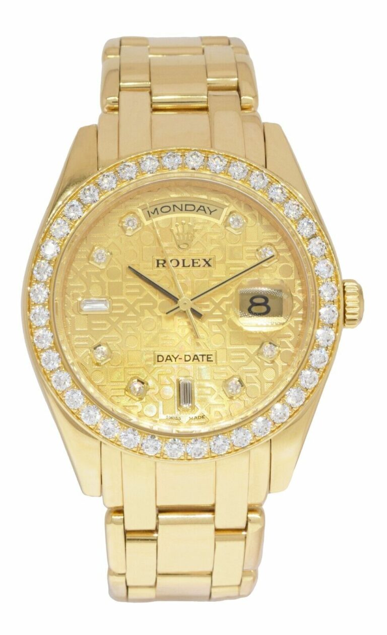 Rolex Masterpiece 18k Yellow Gold Champagne Jubilee Diamond 39mm Watch B/P 18948